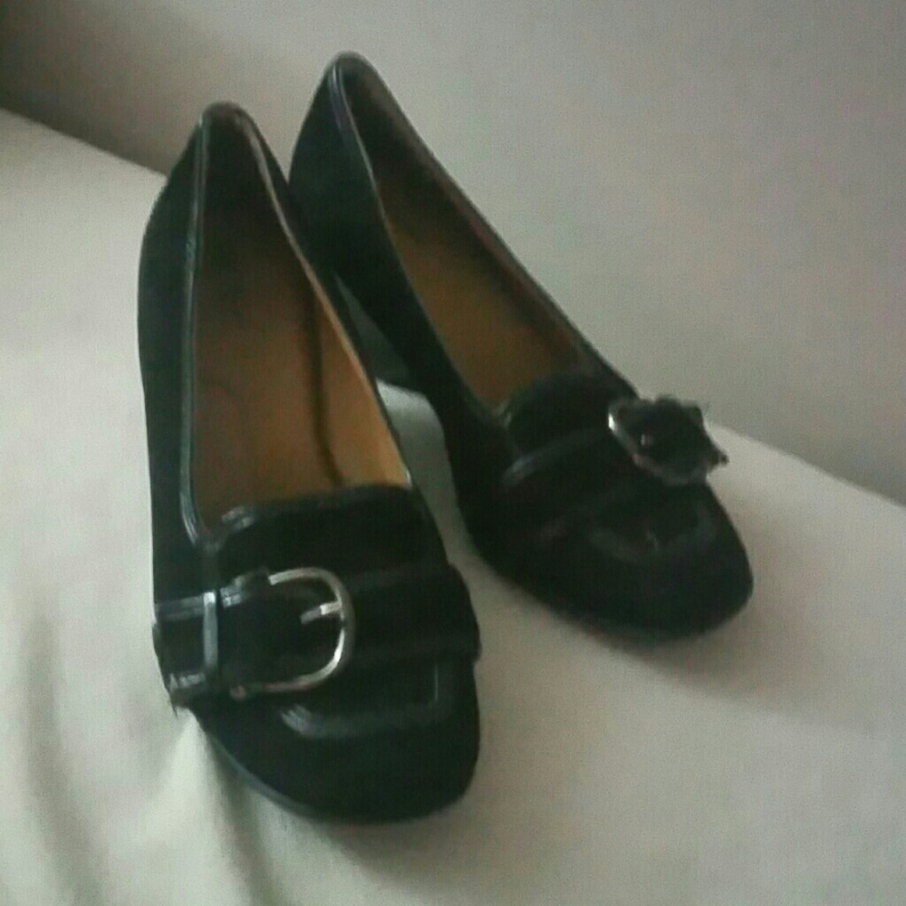 Black, buckled heels. 7 1/2